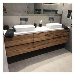 Meuble-lavabo de salle de bain moderne, meuble-lavabo mural fantaisie avec miroir LED - Product Image 4