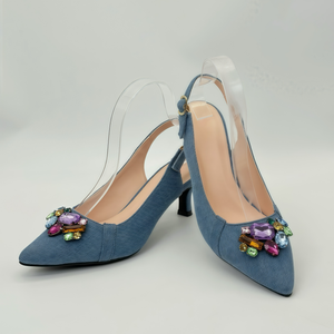 <span class=keywords><strong>Scarpe</strong></span> da <span class=keywords><strong>donna</strong></span> con tacco quadrato con strass colorato e punta a punta unica alla moda - Product Image 2