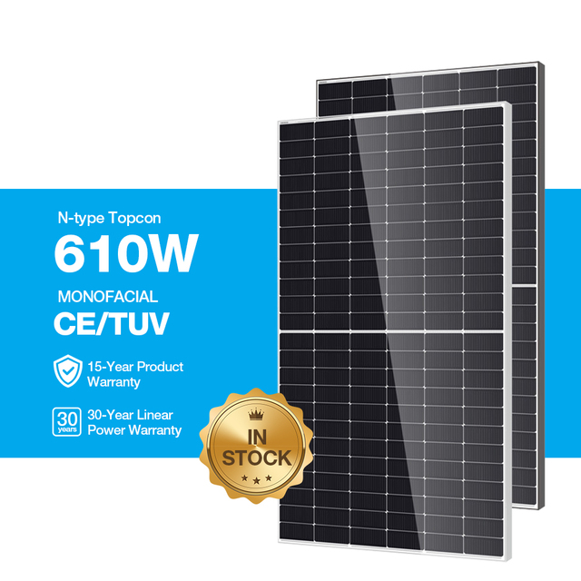 Solar Panels 600W 610w Double Glasses Wholesale N Type HJT Bifacial Solar Panels Bifacial for Residential