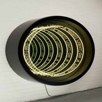 Enseigne logo 3D LED personnalisée en forme de miroir infini pour affichage en magasin de détail, enseigne commerciale