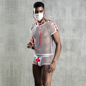 <span class=keywords><strong>Costume</strong></span> <span class=keywords><strong>da</strong></span> Dottore Sexy Bianco per Uomo, Uniforme Divertente e Provocante, Lingerie per Giochi <span class=keywords><strong>di</strong></span> Ruolo, Cosplay Sexy <span class=keywords><strong>da</strong></span> Dottore - Product Image 2