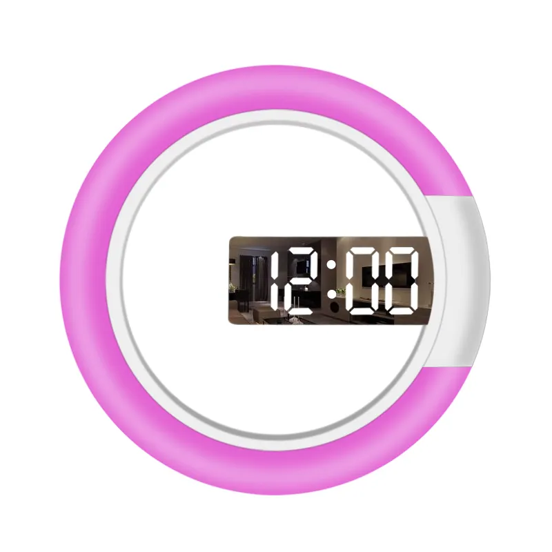 Круглый ночник будильник Зеркало Будильник круглые современные настенные часы украшение для гостиной