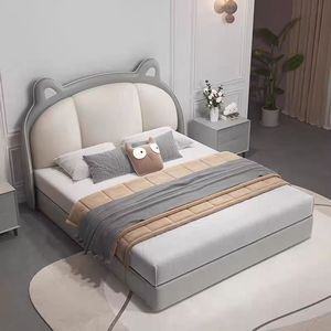 도매 귀여운 모던 어린이 침대 침실 가구 세트 싱글 트윈 더블 사이즈 가죽 곰 침대 - Product Image 6