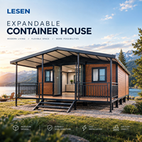 Maison conteneur modulaire extensible, structure en acier, préfabriquée, portable, petite maison avec véranda, installation rapide, maison de villégiature