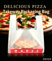 Sac transparent pour t-shirts de 14 pouces avec poignée gilet et matériau HDPE pour l'emballage des supermarchés et des plats à emporter (pizza)