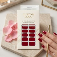 Litchea Deep Burgundy Wine UV-Free Gel Nail Wraps Qualité Salon Premium Sans HEMA Non Toxique Certifié CE Style Coréen 14 Jours