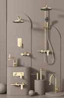 Nouvel Arrivage Ensemble de Douche Carré en Laiton Poli pour Hôtel, Haute Pression, Jet Doux, Massage, Thermostatique, Usage Domestique Complet