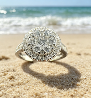 Bague personnalisable en argent pur S925 avec zircon, motif floral circulaire double couche, idéale pour offrir en cadeau de mariage