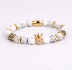 <span class=keywords><strong>Bracelet</strong></span> élastique pour hommes, fait à la main, en pierre précieuse naturelle de haute qualité, breloque en perles, logo <span class=keywords><strong>personnalisé</strong></span> - Product Image 2