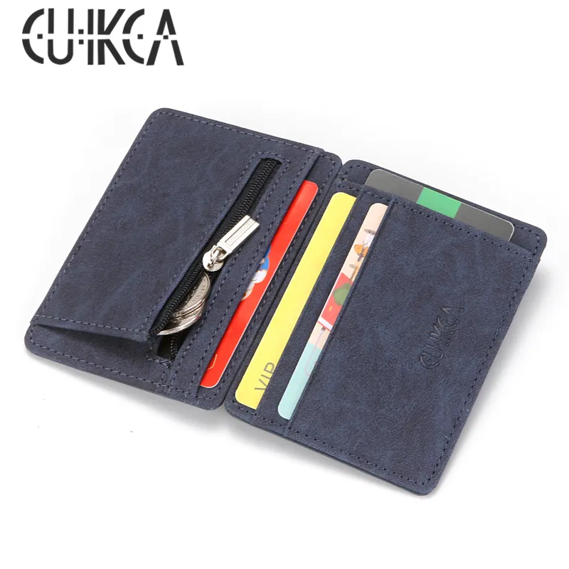 CUIKCA Wholesale Creative Design Coin Purse High Quality PU Leather card holders elastic straps magic wallet for men and women