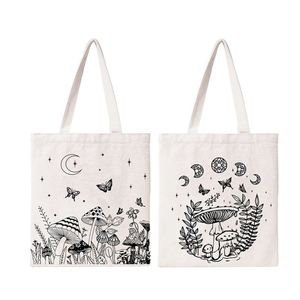 Sacs fourre-tout en toile de coton écologiques avec poignées en corde, vierges pour sublimation, style tendance, pour la vente en gros - Product Image 2