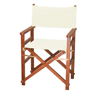 Solid Color Outdoor Wooden Director Chair Foldable Function Beach Camping Chair