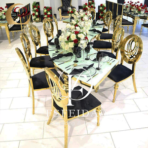 Golden Stackable Stainless Steel Throne Wedding Dining <b>Chair</b> with PU Leather and Modern Design for Outdoor Apartment Kitchen Use - Product Image 2