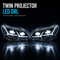 Phare avant à lentille LED complète JC Upgrade Factory avec clignotant séquentiel 2009-2013 pour Toyota Mark X Reiz Plug and Play