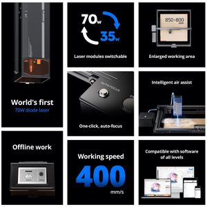 Hot Bán Atomstack A70 X70 Max 78W/35W Xách Tay 3D DIY 850*800Mm Máy Khắc Laser Cắt Cho Kim Loại Thủy Tinh Đồ Trang Sức Pha Lê - Product Image 3