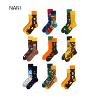 Chaussettes personnalisées NARI avec logo, chaussettes tendance pour hommes et femmes, chaussettes à motifs de personnages, chaussettes unisexes en coton à motifs de dessins animés pour toutes les saisons