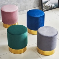 Tabouret avec repose-pieds en velours bleu marine, siège de canapé, style nordique, de haute qualité, moderne, idéal pour salon de maquillage