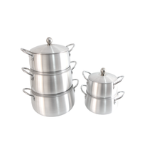 Ensemble de casseroles de cuisine classique en aluminium moulé de 5 pièces de 16 cm à 24 cm avec couvercle en métal, résistant au four et au lave-vaisselle
