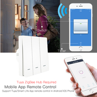 Interrupteur intelligent Zigbee LangYeao, norme européenne, type 86, sans condensateur, compatible avec Tuya, Alexa, Google Home, 1/2/3 voies, pour éclairage mural