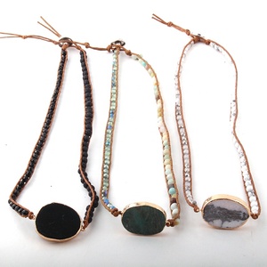 <span class=keywords><strong>Bracciale</strong></span> da <span class=keywords><strong>Donna</strong></span> alla Moda Fatto a Mano con Perle di Pietra Naturale e Vetro, <span class=keywords><strong>Bracciale</strong></span> Avvolgente in <span class=keywords><strong>Pelle</strong></span> a 3 Fili per Uomo, Dropshipping - Product Image 6