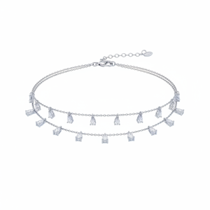 Elegant Zircon Stone <b>Anklet</b> Turkish 925 Sterling Silver Jewelry - Product Image 2