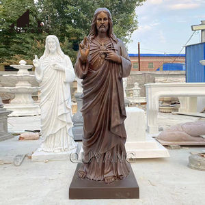 QUYANG chiesa esterna religiosa a grandezza naturale in metallo croce croce in bronzo statua scultura - Product Image 4