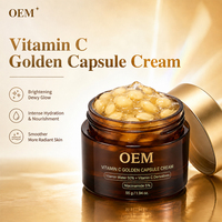 Krim Wajah Vitamin C Logo Kustom Asam Hialuronat Niacinamide Kapsul Melembapkan Mencerahkan Ringan Perawatan Kulit Mewah