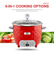 6 in 1 Digital Multi Rice Cooker Tutup Kaca Anti Ledakan Pilihan Warna Panci Dalam Opsional Pengatur Waktu Tunda Alat Masak Dapur Rumah