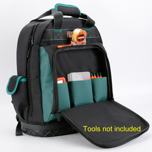 Durable Oxford Waterproof Electrician <b>Tool</b> <b>Backpack</b> Padded Handle Zippered Top Adjustable Strap 10-14 Pockets 100 lb Capacity - Product Image 4