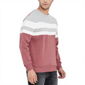 Sweat-shirt à col rond rayé pour homme, coupe classique, manches longues, tricoté, en gris, blanc et rose - Product Image 6