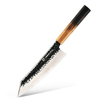 Couteau de cuisine Desevelli de qualité supérieure, 8 pouces, en acier Damas cuivré, manche en bois de chêne carbonisé, écologique, ambidextre