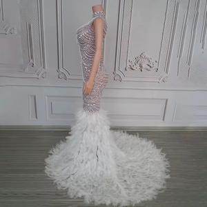 Vestido De Noche De lujo para mujer con <span class=keywords><strong>plumas</strong></span> De cristal manga larga estampado De leopardo Slim Fit Vestidos De Noche para graduación Ao vestido largo - Product Image 2