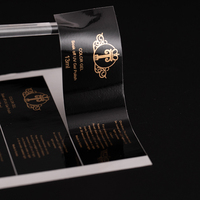 Autocollants de produits en PVC imperméable noir avec logo personnalisé, feuille d'autocollants imprimés, conception de marque, autocollants en vinyle adhésif, papier