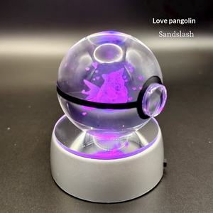 Boule de cristal lumineuse 3D gravée à l'intérieur, Pokémon Lycanroc (forme coucher de soleil), ornement transfrontalier, cadeau pour mariages - Product Image 2