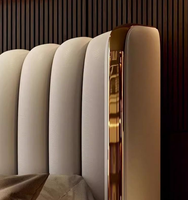 Lit de rangement luxueux et moderne en cuir rembourré avec un design écologique, cadre en bois de haute qualité, couleurs personnalisables