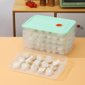 Caja para dumplings multicapa rectangular con tapa de clip para almacenamiento en congelador con capacidad para 40-60 piezas - Product Image 1