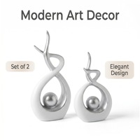 Dropshipping Shopify : Paire de sculptures modernes abstraites en résine effet flamme, décoration de luxe pour salon et meuble TV