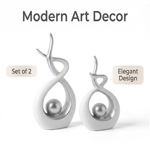 Dropshipping Shopify : Paire de sculptures modernes abstraites en résine effet flamme, décoration de luxe pour salon et meuble TV - Product Image 4