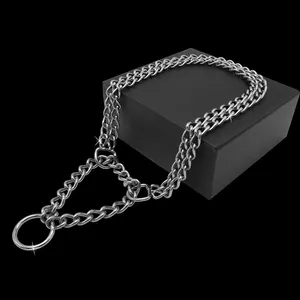 Бесплатная индивидуальная дизайнерская двойная цепь Мартингейл, прочная нержавеющая сталь, Пройденный тест, ошейник для собачьей цепи