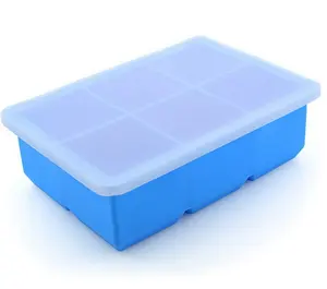 Passen Sie 6 Quadrate Ice Cube Tray Big Perfect 2-Zoll-Würfelformen an