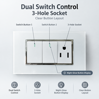 Kits muraux intelligents pour condo, avec interrupteur bipolaire, prise simple 3 broches, panneau d'interrupteurs en acrylique, pour bureaux, salles de réunion et salles de conseil, et pour systèmes de gestion d'énergie