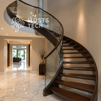 Escalier Courbé de Luxe sur Mesure pour Villa Designer, Conception Directe Usine en Collaboration