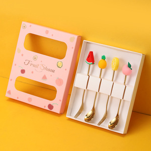 Fruit Show Stainless Steel Spoon And <b>Fork</b> Set Cartoon Fruit Design Reusable <b>Dessert</b> Utensils For Adults - Product Image 4