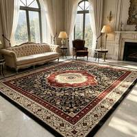 Moderner Orientalischer Medaillon-Rechteck-Teppich Luxuriöser Rot-Schwarzer Verzierter Blumenbedruckter Polyester Rutschfester Heim-Bodenteppich Anpassbar