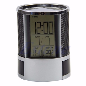 Porte-crayon de bureau multifonctionnel Calendrier perpétuel Fournitures de bureau Boîte de rangement pour stylos numériques à LED - Product Image 1