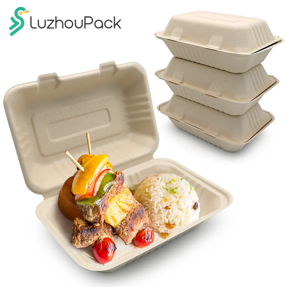 LuzhouPack חד פעמי להוציא מכלי מזון להוציא מיכלים ניתנים לקומפוסטציה אריזת נייר להוציא מיכלים