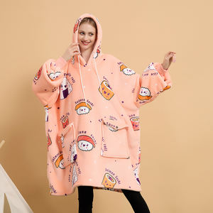 China Factory Women Oversized Sherpa Lined <strong>Cosy</strong> Big Sweatshirt <strong>Blanket</strong> <strong>Hoodie</strong> Manufacturers Adult Hooded <strong>Blanket</strong> With Sleeves - Product Image 5
