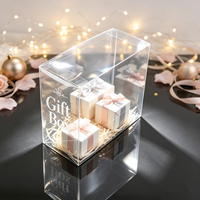 Boîte carrée transparente en PET avec logo personnalisé et fond à fermeture automatique, emballage cadeau élégant pour petits cadeaux