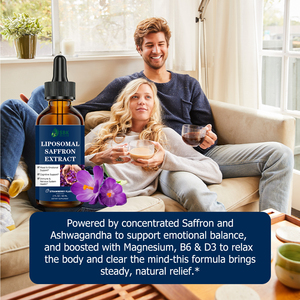 Extrait de safran liposomal de haute qualité en gouttes liquides, enrichi en Vitamine D3, pour le soutien immunitaire et du système nerveux, saveur naturelle de fraise. - Product Image 6
