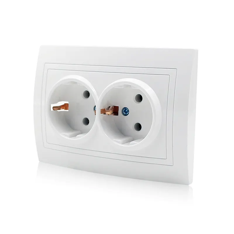 Y Series 16A Fireproof PC Material Power Charging Schuko Wall Outlet Socket European Type Wall Electrical Socket